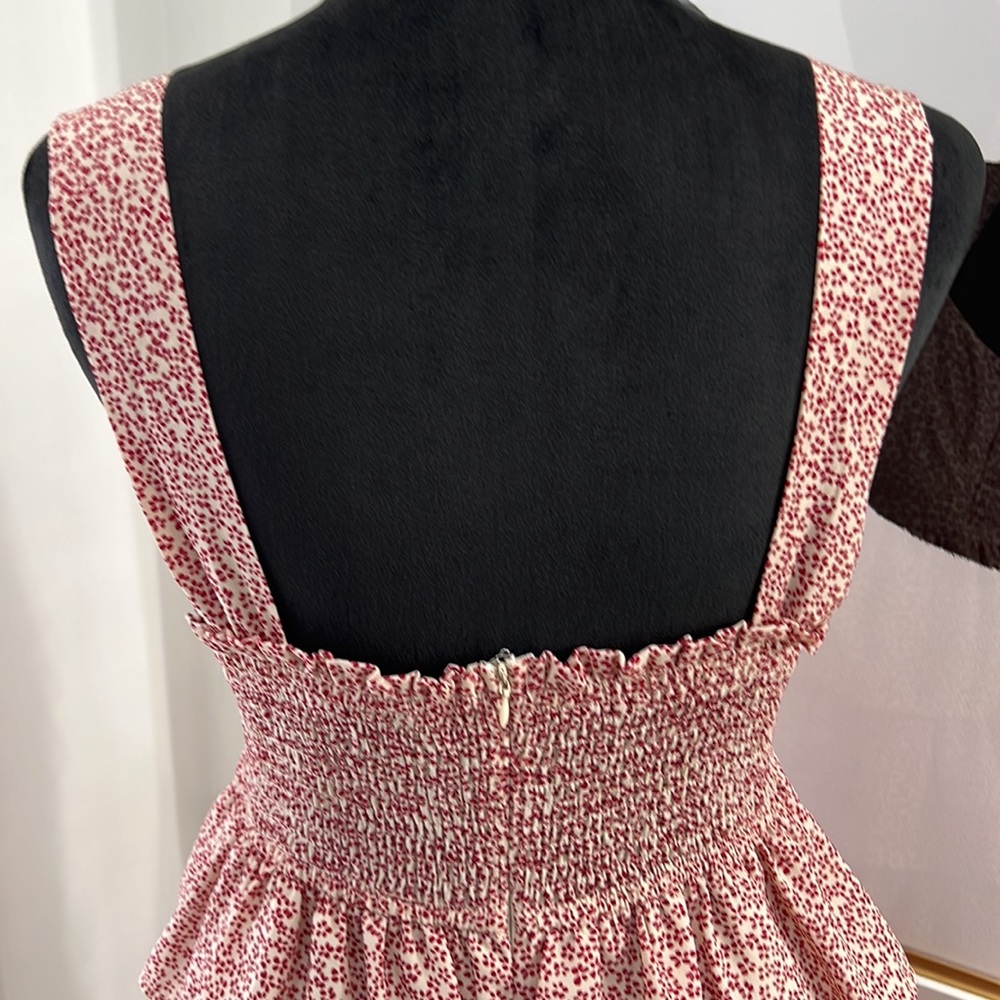 The Impeccable Pig Mauve and Cream Ruffled Tiered Dress, Size S - Picture 8 of 11